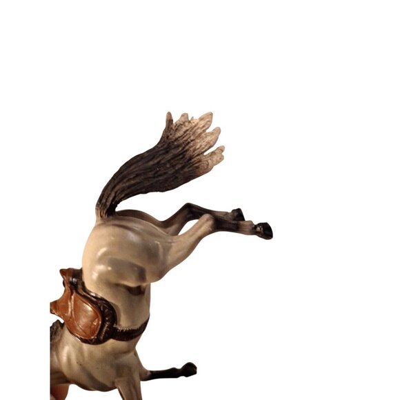 New Ray Horse Rearing Gray White Molded Brown Saddle Bridle 5x3" - Picture 9 of 16